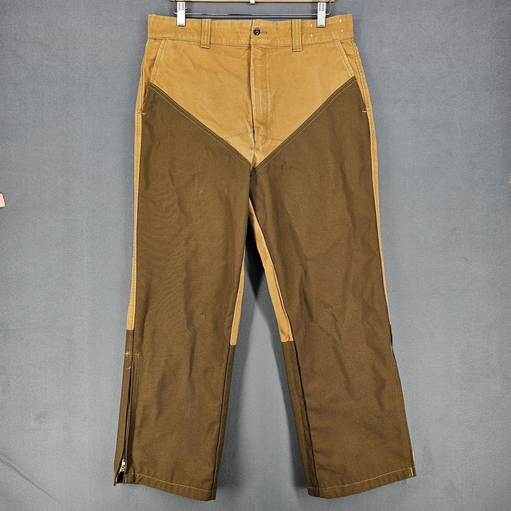 Duxbak Pants Mens 34x32 Brown Canvas Hunting Field Ankle Zip Upland Workwear